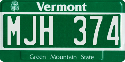 VT license plate MJH374