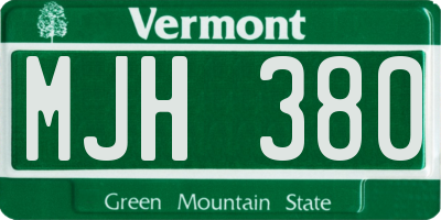 VT license plate MJH380