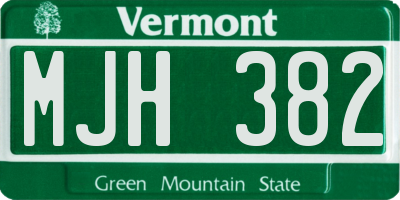 VT license plate MJH382