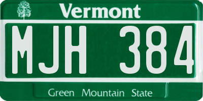VT license plate MJH384