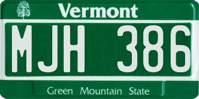 VT license plate MJH386