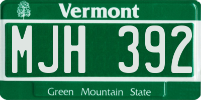 VT license plate MJH392