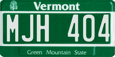 VT license plate MJH404
