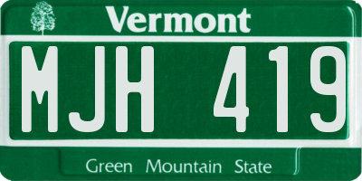 VT license plate MJH419