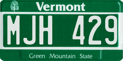 VT license plate MJH429