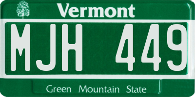 VT license plate MJH449