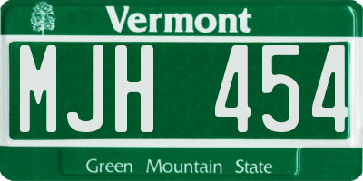 VT license plate MJH454