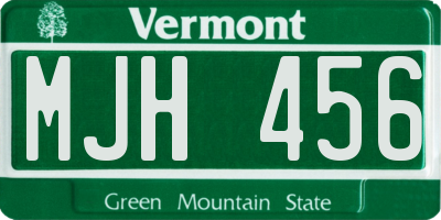VT license plate MJH456