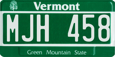 VT license plate MJH458