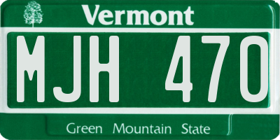 VT license plate MJH470