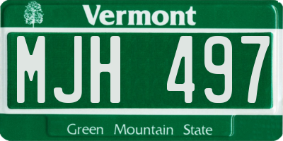 VT license plate MJH497