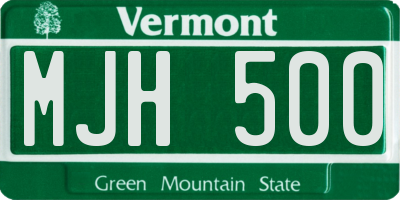 VT license plate MJH500