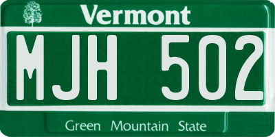 VT license plate MJH502