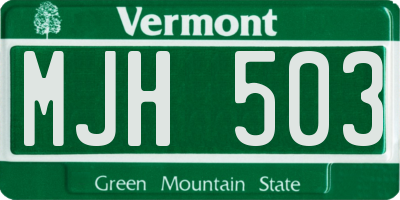 VT license plate MJH503