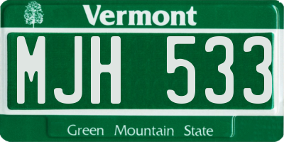 VT license plate MJH533