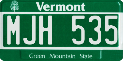 VT license plate MJH535