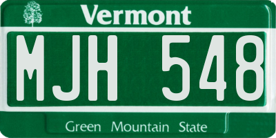 VT license plate MJH548