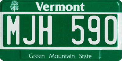 VT license plate MJH590