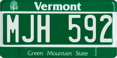 VT license plate MJH592