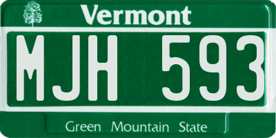VT license plate MJH593