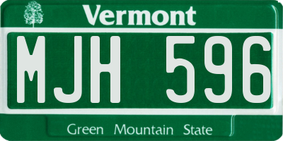 VT license plate MJH596