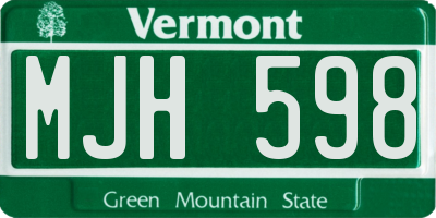 VT license plate MJH598
