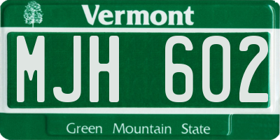 VT license plate MJH602