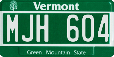 VT license plate MJH604