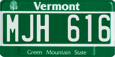VT license plate MJH616