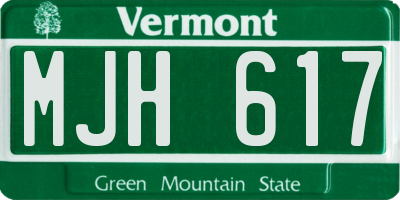 VT license plate MJH617