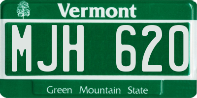 VT license plate MJH620