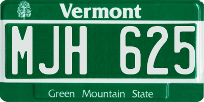 VT license plate MJH625