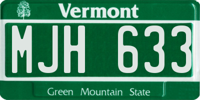 VT license plate MJH633