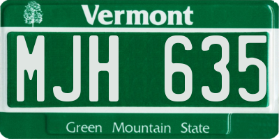 VT license plate MJH635