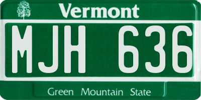 VT license plate MJH636