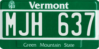 VT license plate MJH637