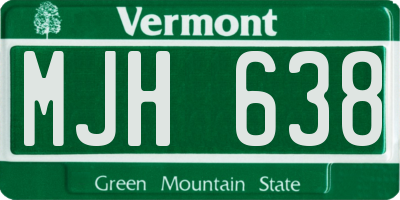 VT license plate MJH638