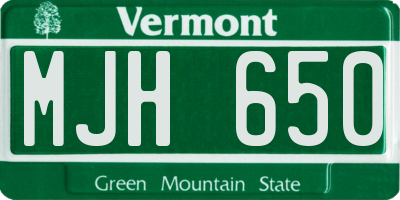 VT license plate MJH650