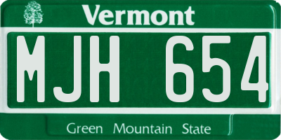 VT license plate MJH654
