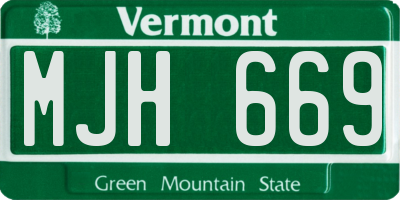 VT license plate MJH669