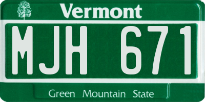 VT license plate MJH671