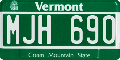 VT license plate MJH690