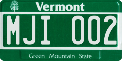 VT license plate MJI002