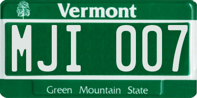 VT license plate MJI007