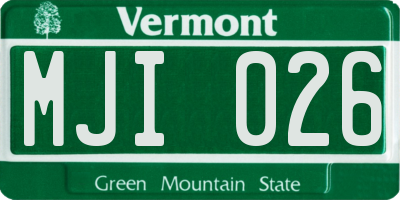 VT license plate MJI026