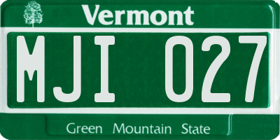 VT license plate MJI027