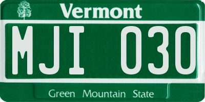 VT license plate MJI030