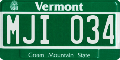 VT license plate MJI034
