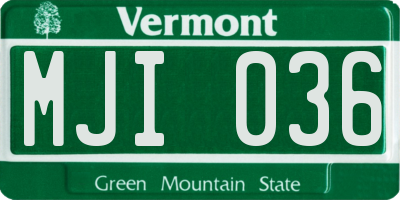 VT license plate MJI036