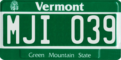 VT license plate MJI039